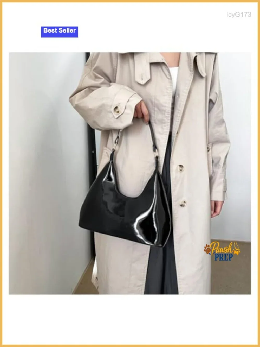 Patent Leather Hobo Bag Crescent Shoulder Bag Small Tote Satchel Purse